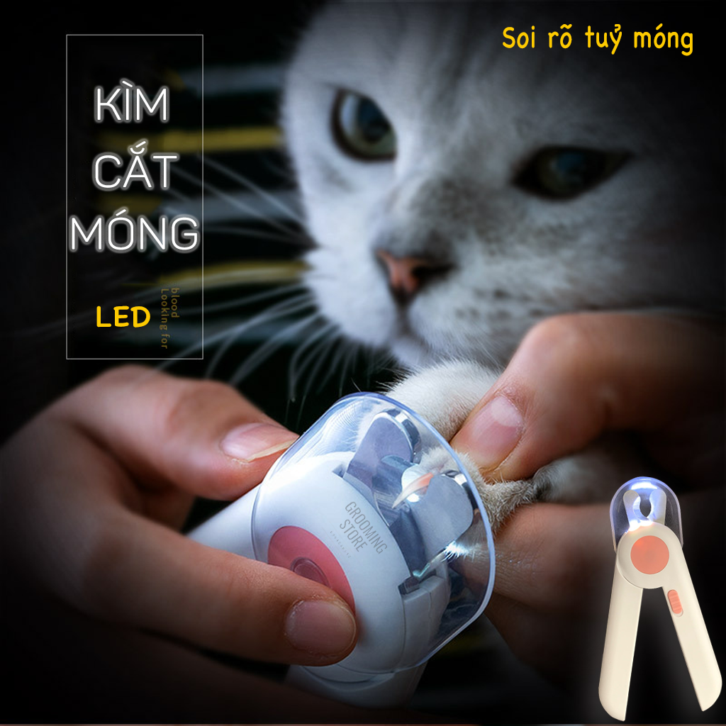 Kìm cắt móng chó mèo - Tích hợp đèn led soi rõ tủy móng