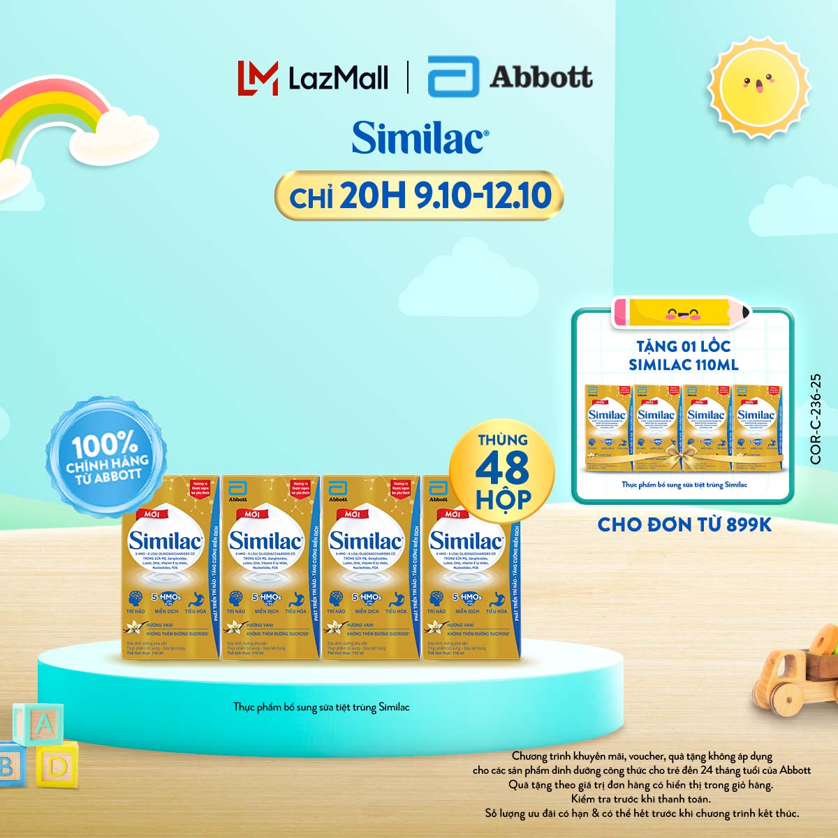 (CHỈ TỪ 20H 9-12.10 TẶNG QUÀ CHO ĐH 899K-SLCH) Thùng 48 hộp thực phẩm bổ sung sữa tiệt trùng Similac Eye-Q 4 nước 110ml (Bao bì thay đổi theo từng đợt nhập hàng) - cho trẻ từ 1 tuổi