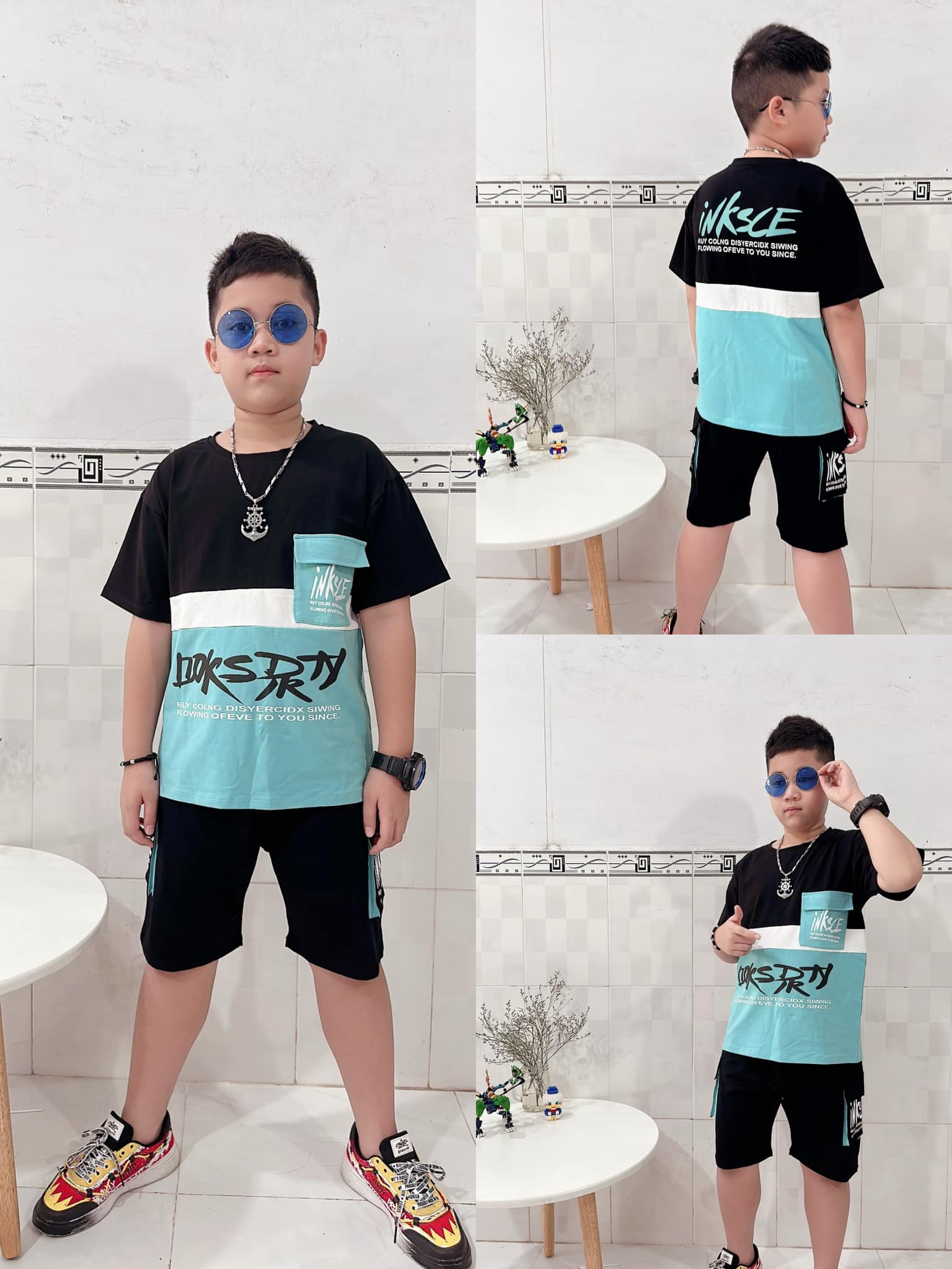 Bộ thun hip hop bé trai size 38-65kg