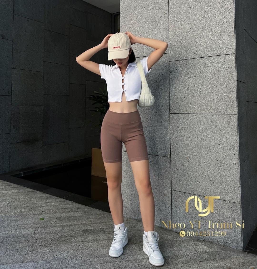 Quần legging đùi vải tăm cotton,quần đùi nữ cá tính