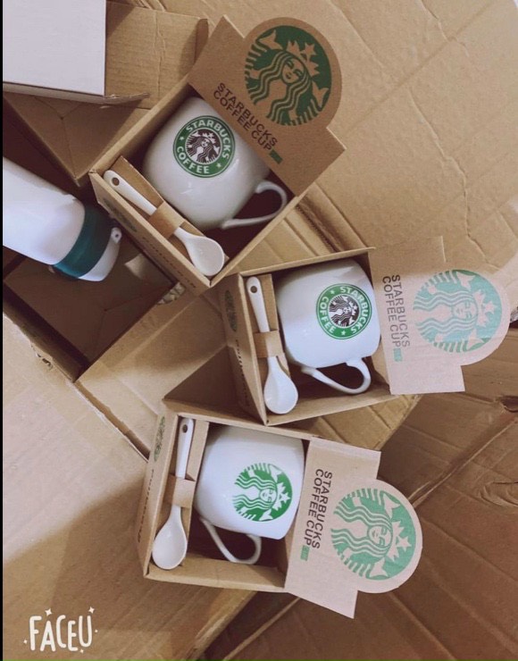 Combo sét 3 cốc sứ starbucks - sét 1 cốc sứ 1 bình giữ nhiệt starbucks siêu sịn sò