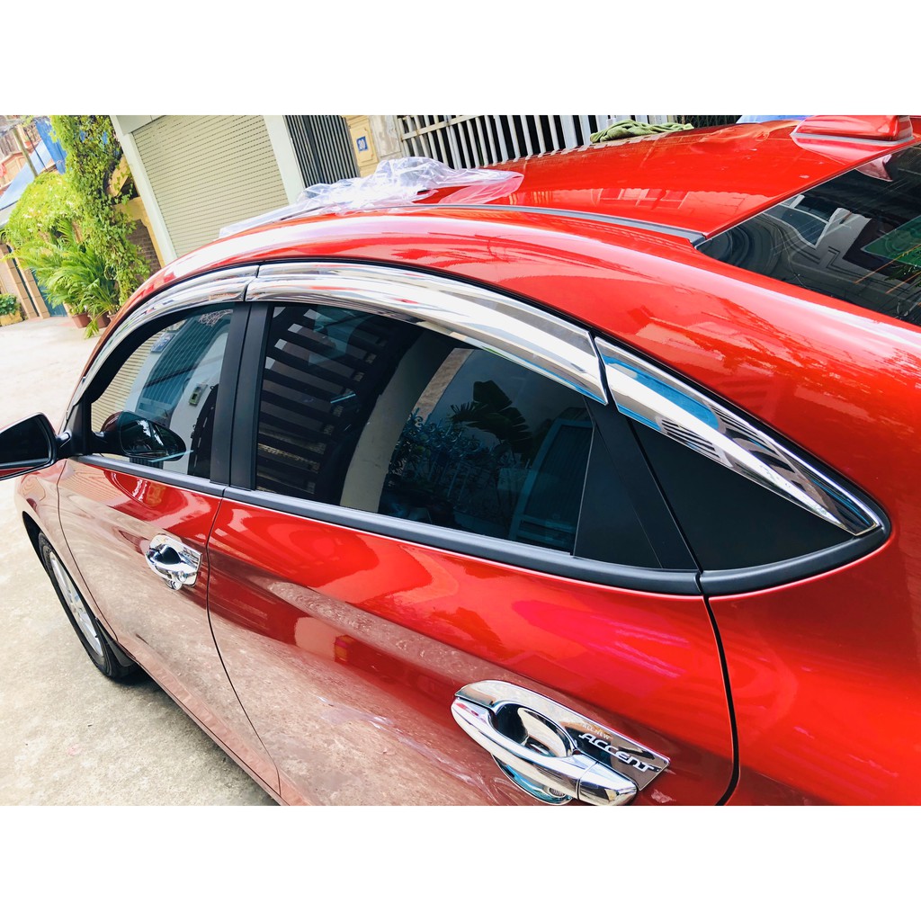 Bộ vè che mưa Mạ crom 10 chi tiết Cao cấp cho Hyundai Accent 2021 (Hàng cao cấp) hàng cao cấp