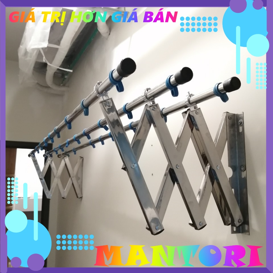 Giàn phơi đồ thông minh gắn tường chất liệu inox 201 nhập khẩu, tiết kiệm không gian, sang trọng và tiện ích