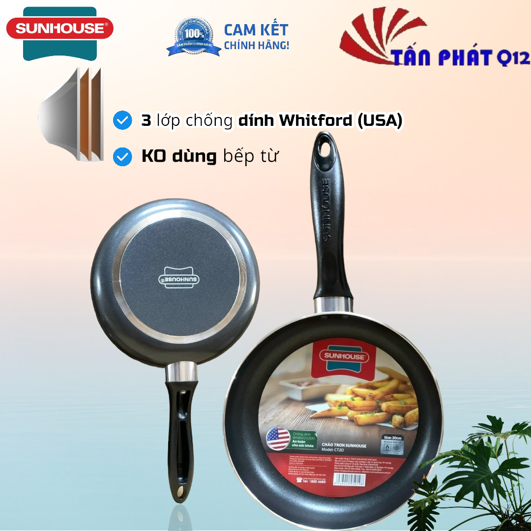 COMBO 2 CHẢO CHỐNG DÍNH 20-26CM SUNHOUSE CT20 CT26