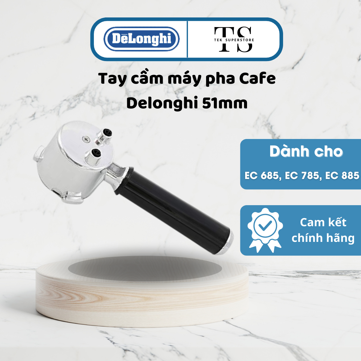 Tay cầm 3 chấu 51mm cho máy pha cà phê delonghi ec685 ec785 ec885