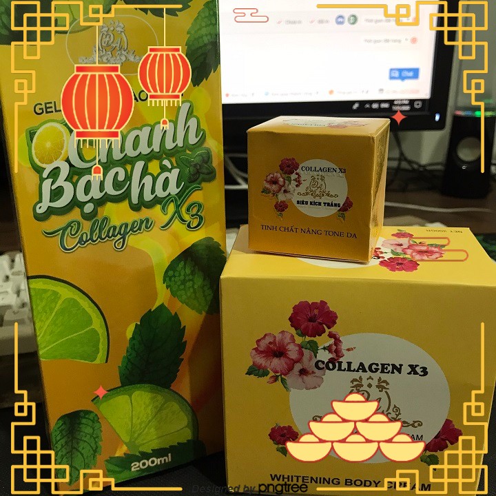 [HCM] Bộ 3 dưỡng trắng da gồm: 1 Gel tẩy tế bào chết chanh bạc hà x3, 1 hủ kem body collagen x3, 1 hủ kích trắng x3