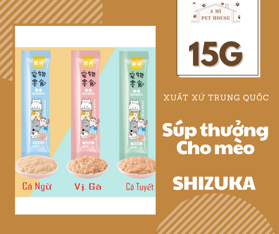 combo 6 thanh Súp thưởng Shizuka cho mèo 3 vị 15g/thanh