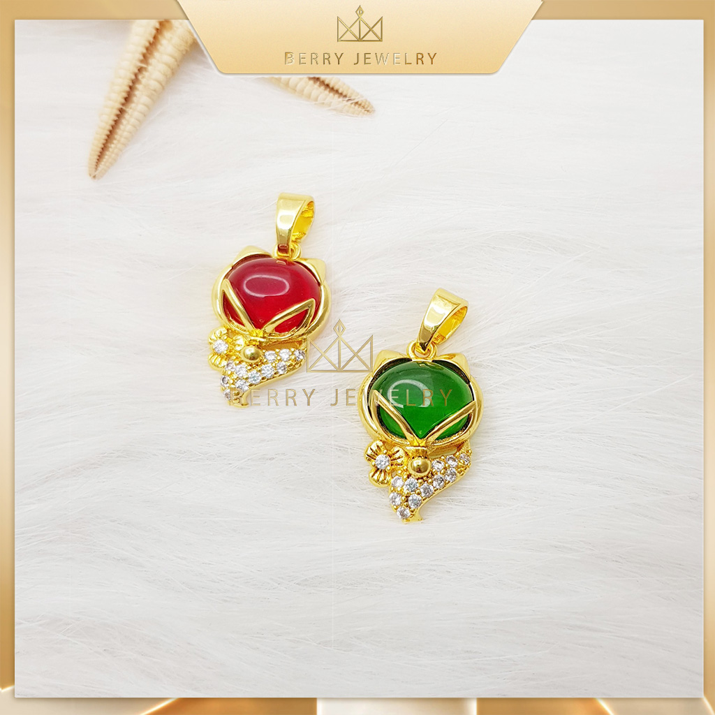 Mặt dây chuyền nữ hồ ly tình yêu đẹp màu vàng nhiều đá cực sang cao cấp b25| berry jewelry