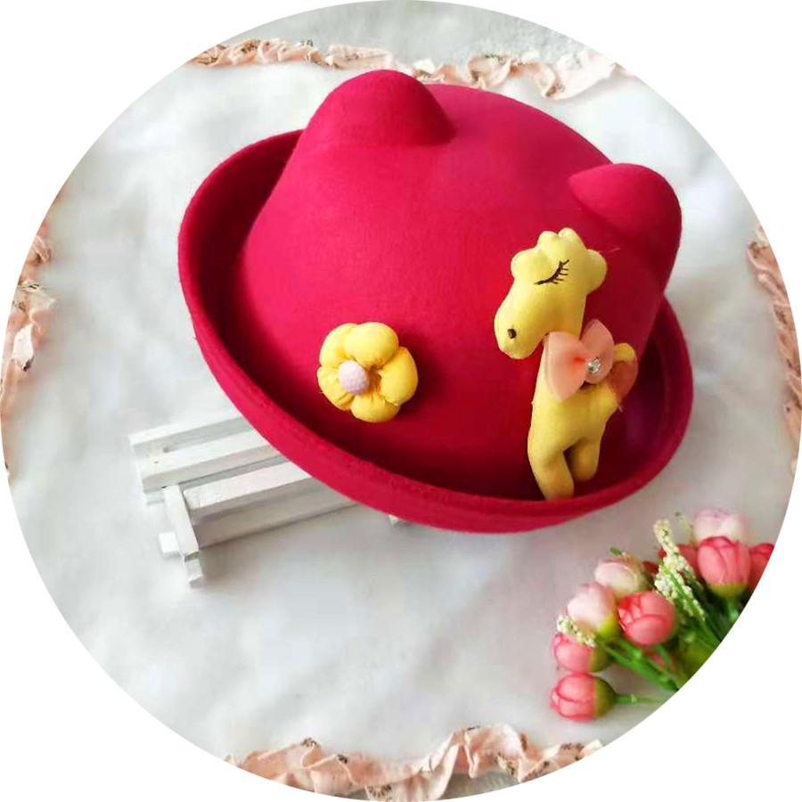 Mũ cối đính họa tiết hoa, hình thú cho bé gái 1-3 tuổi