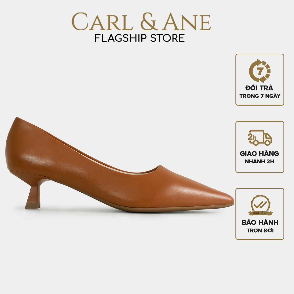 Carl & Ane - Giày cao gót mũi nhọn gót cao 5cm kiểu dáng công sở basic màu bò _ CP017