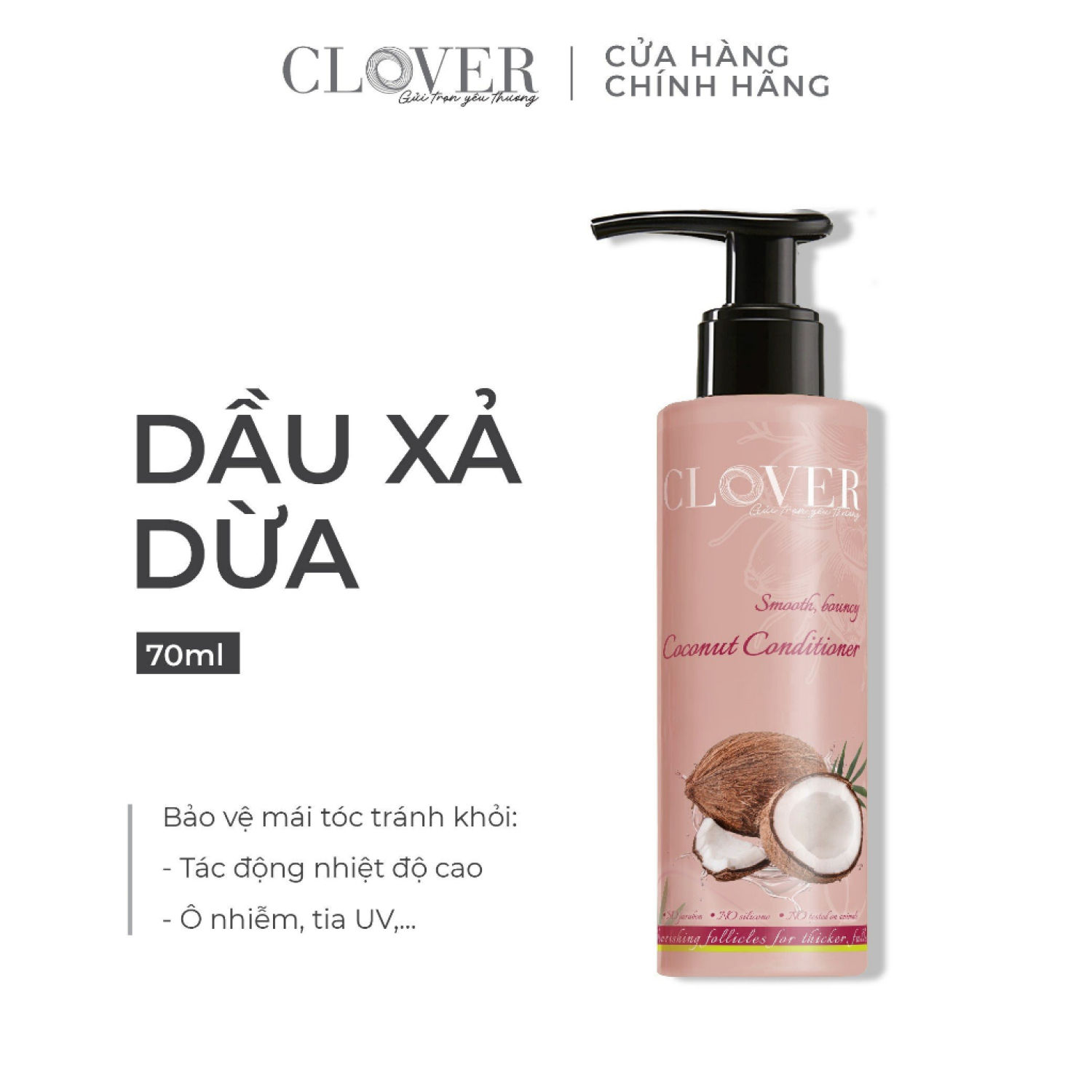 Dầu Xả Clover 70ml chiết xuất dừa tự nhiên - Bảo vệ tóc