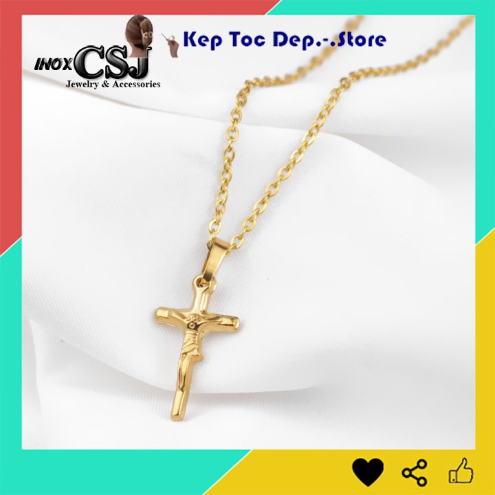 DÂY CHUYỀN NỮ INOX CAO CẤP CHÚA GIÊ SU MẠ VÀNG siêu đẹp, bền màu