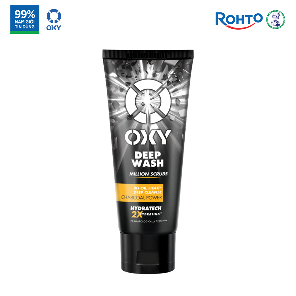  Sữa rửa mặt cho nam Oxy sạch sâu giảm nhờn dạng kem có hạt massage Oxy Deep Wash 100g 