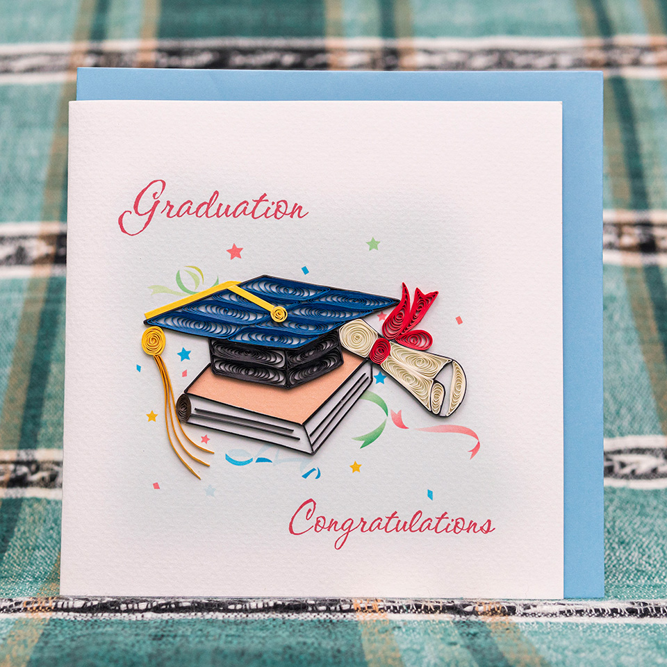 [HCM]Thiệp Giấy Xoắn Chúc Mừng Tốt Nghiệp - 15x15cm (Quilling Card/ Handmade)