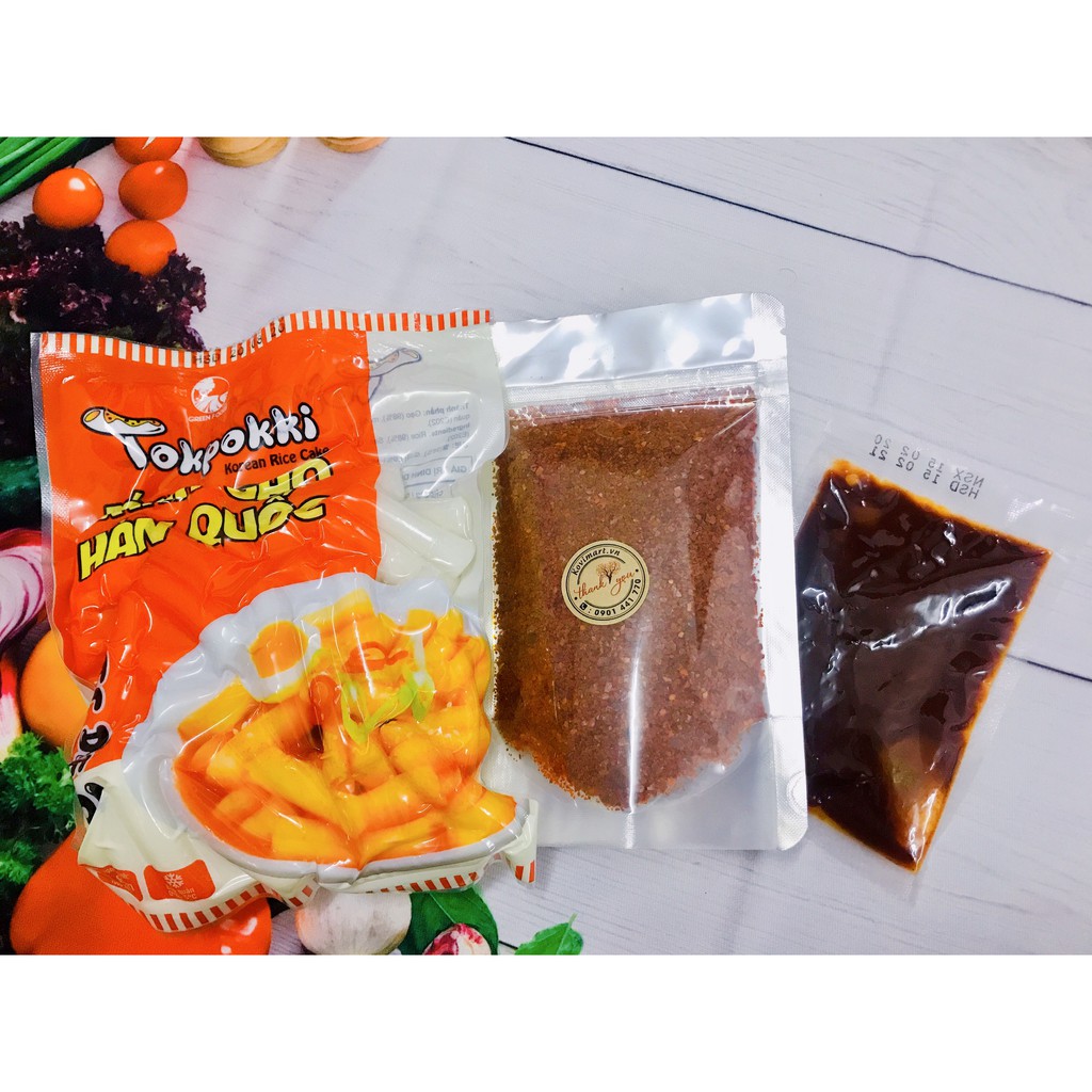Bánh gạo tokbokki kèm sốt và bột ớt - 500g và sốt - ớt vảy sản phẩm tốt chất lượng cao đảm bảo an toàn cho sức khỏe người sử dụng cam kết như hình