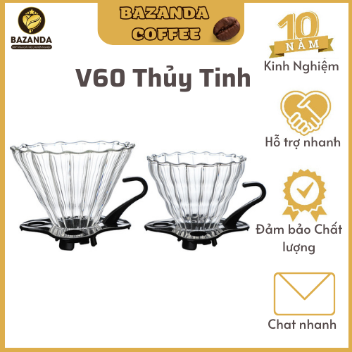 Phễu lọc cà phê thuỷ tinh v60 dripper – glass size 4 ly- đen -đỏ