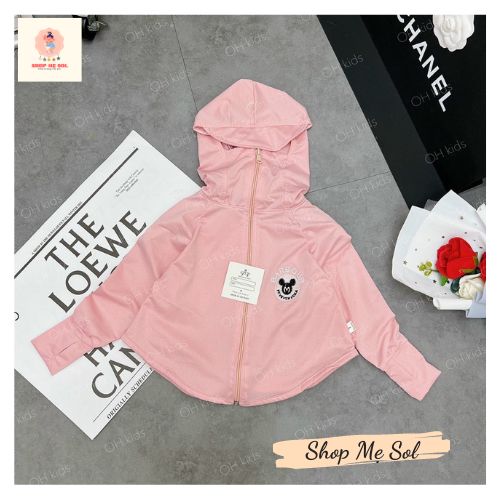 Áo khoác chống nắng cho bé gái, chất cotton thông hơi thoáng mát size 10 - 20 ký