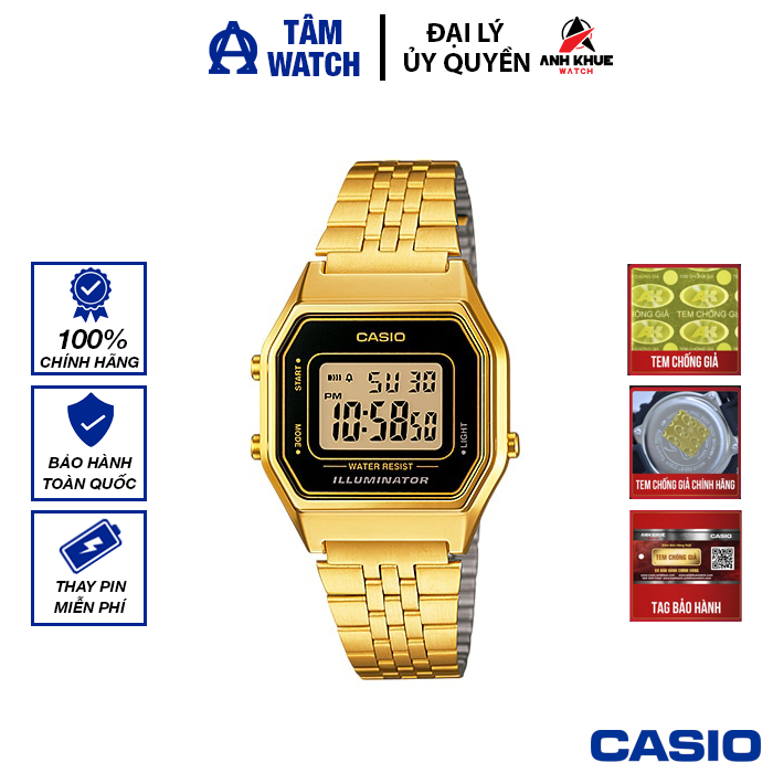 Đồng hồ nữ dây kim loại casio standard chính hãng anh khuê la680wga-1df