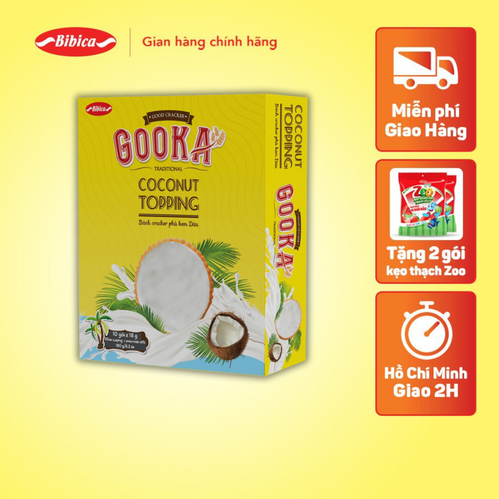 Bánh Gooka Cracker Phủ Dừa Bibica 180g