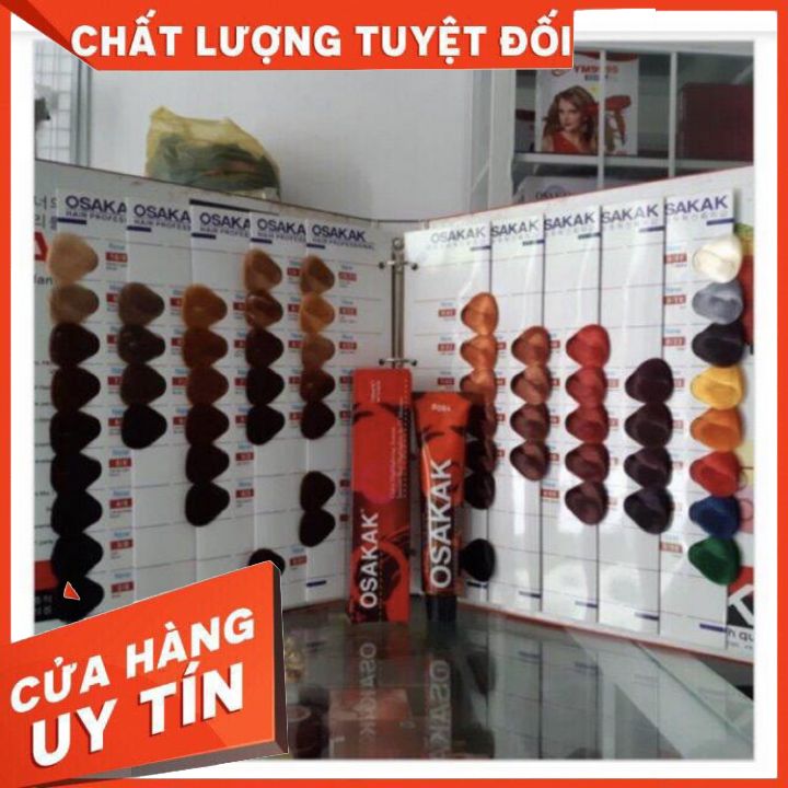 THUỐC NHUỘM OOSSAKA DẠNG TÍP 100ML VỎ HỘP MÀU ĐỎ LÊN MÀU CHUẨN ,GIŨ MÀU BỀN-KHÔNG KHÔ TÓC GIÁ THÀNH RẺ  RẤT PHÙ HỢP VỚI SALON TÓC
