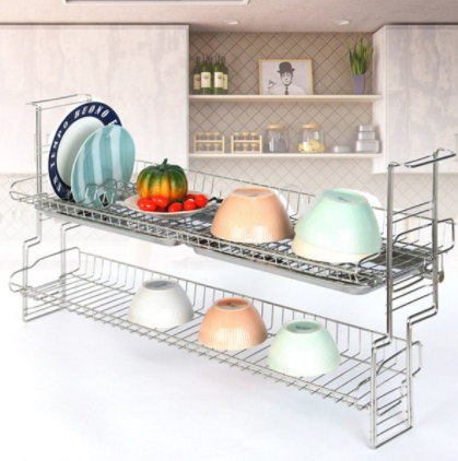Kệ treo chén bát, kệ treo tủ bếp inox 304 wide 2 tầng daijin
