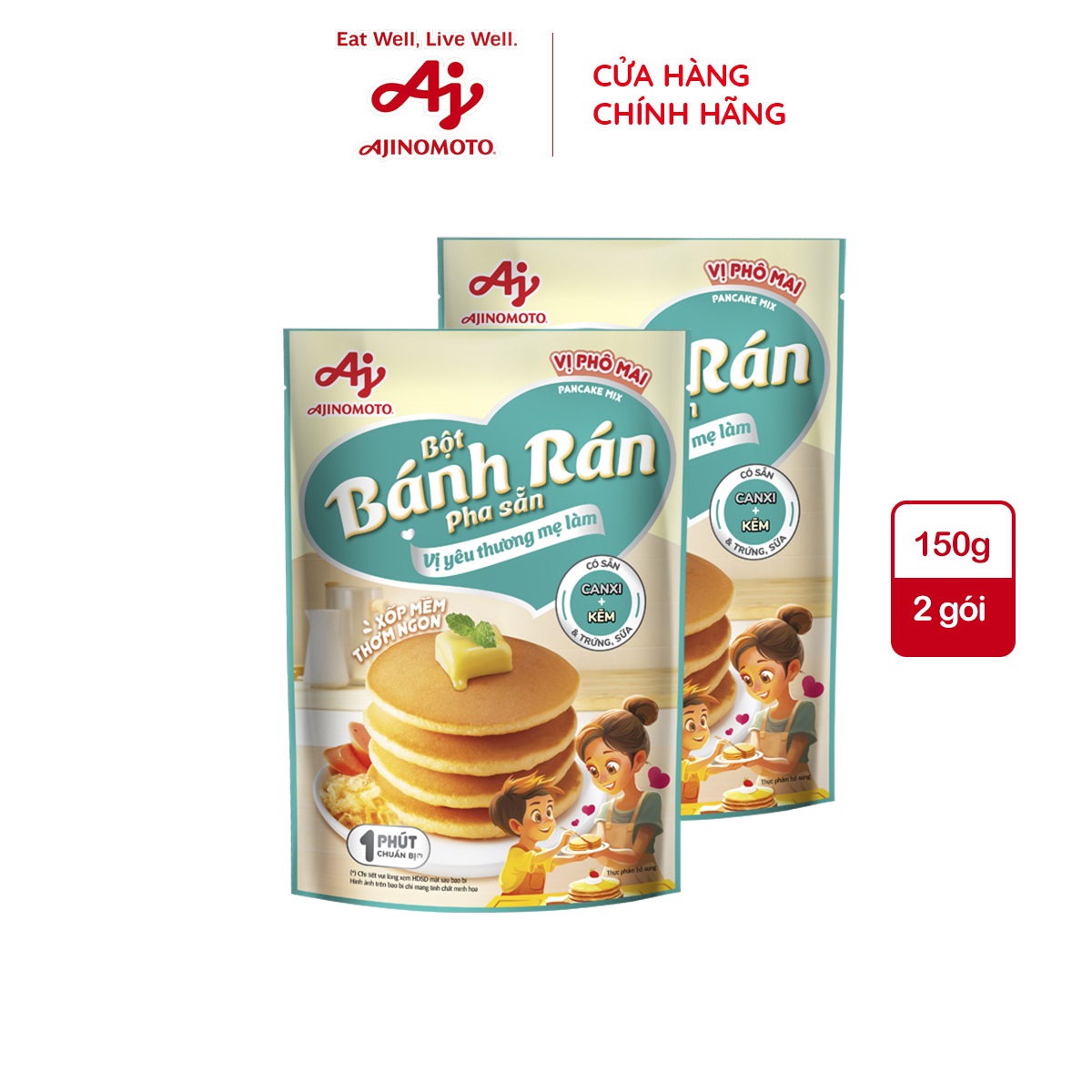 Lốc 2 gói Bột Bánh Rán Dinh Dưỡng Vị Phô Mai Ajinomoto (150g/Gói)