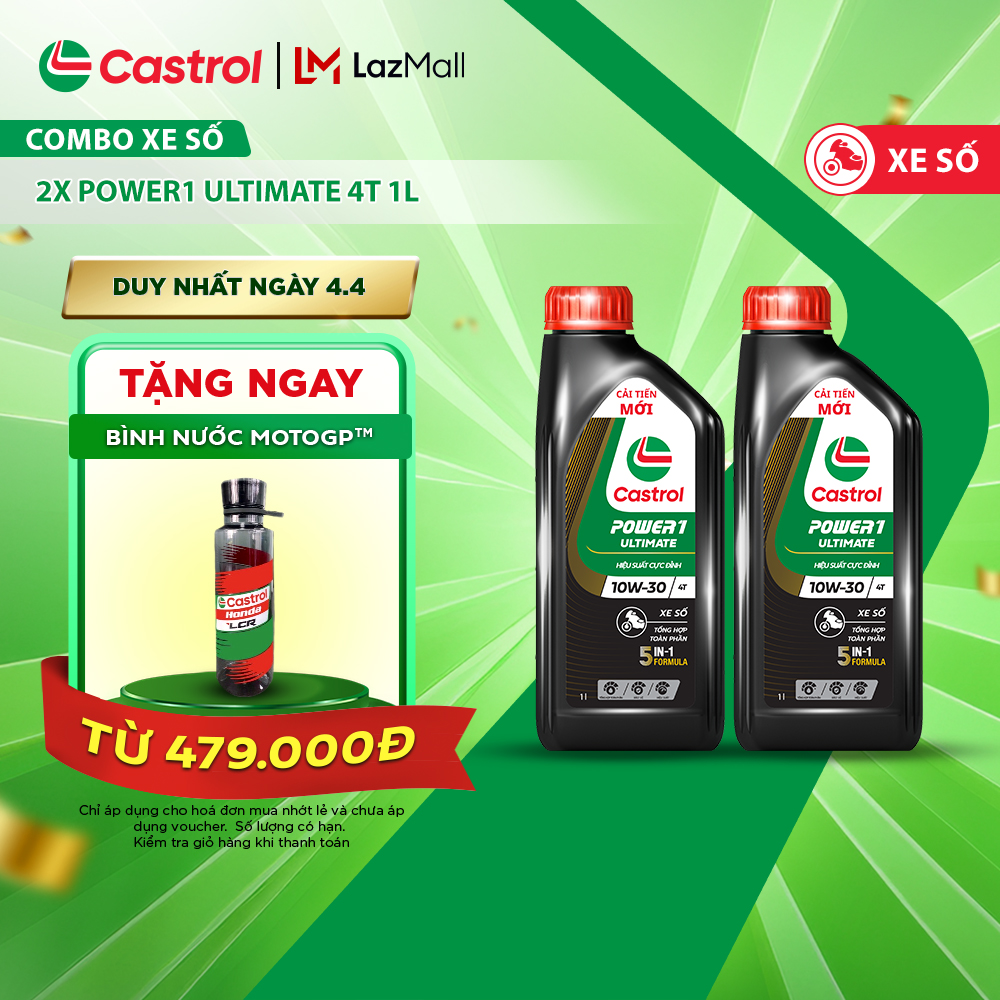 COMBO 2 Dầu nhớt xe số CASTROL POWER1 ULTIMATE 10W-30 4T (1L)