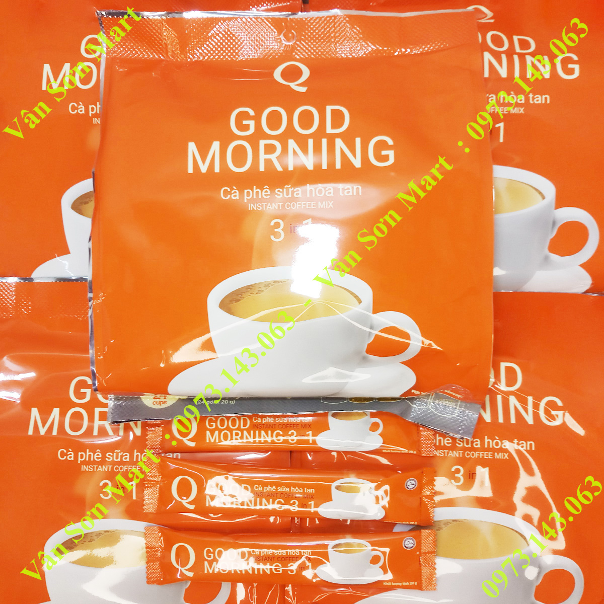 04 bịch cà phê sữa Good morning Trần Quang 480g (24 gói dài 20g)