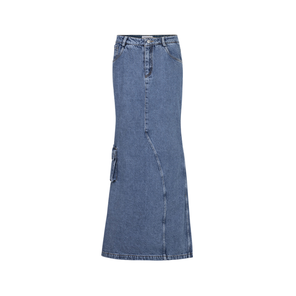 Tatichu - chân váy jean mãi xẻ sau - rin cargo maxi skirt