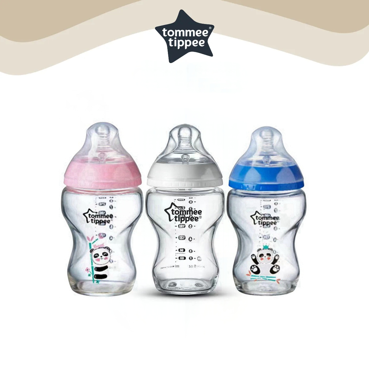 TOMMEE TIPPEE gần gũi hơn với thiên nhiên Bình sữa thuỷ tinh cổ rộng với núm vú giống như vú (Sản xu