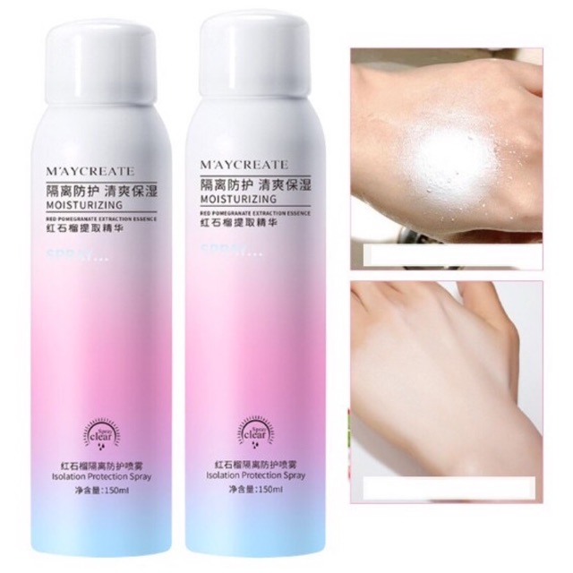 Xịt chống nắng Maycreate trắng da chống nước, kem chống nắng dạng xịt dưỡng ẩm