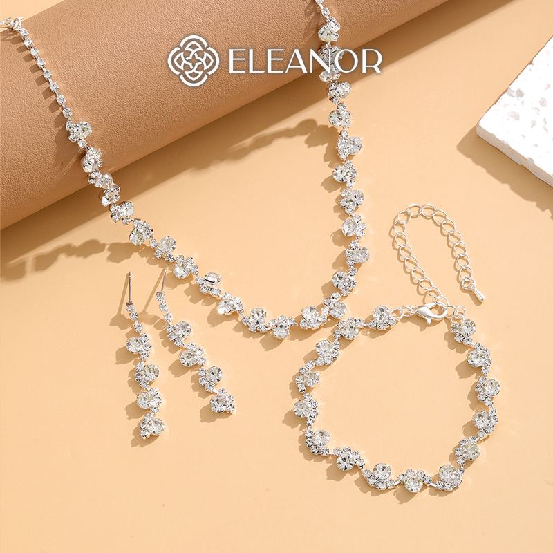 Dây chuyền bông tai vòng tay nữ Eleanor Accessories bộ trang sức đính đá phụ kiện trang sức 4803