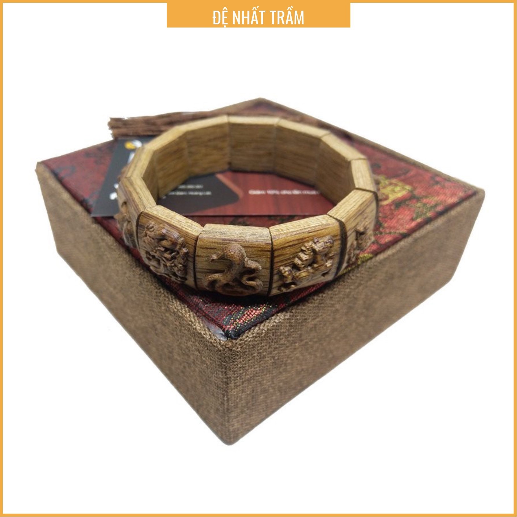 Vòng Tay Trầm Hương Khắc 12 Con Giáp - Vòng Tay Chuỗi Hạt Trầm Hương Chuẩn Tự Nhiên - Bảo Hành Vĩnh Viễn- Tặng Hộp Cao Cấp