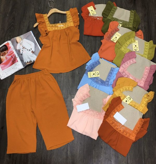 Bộ lửng cổ ren vải đũi cubis shop 23