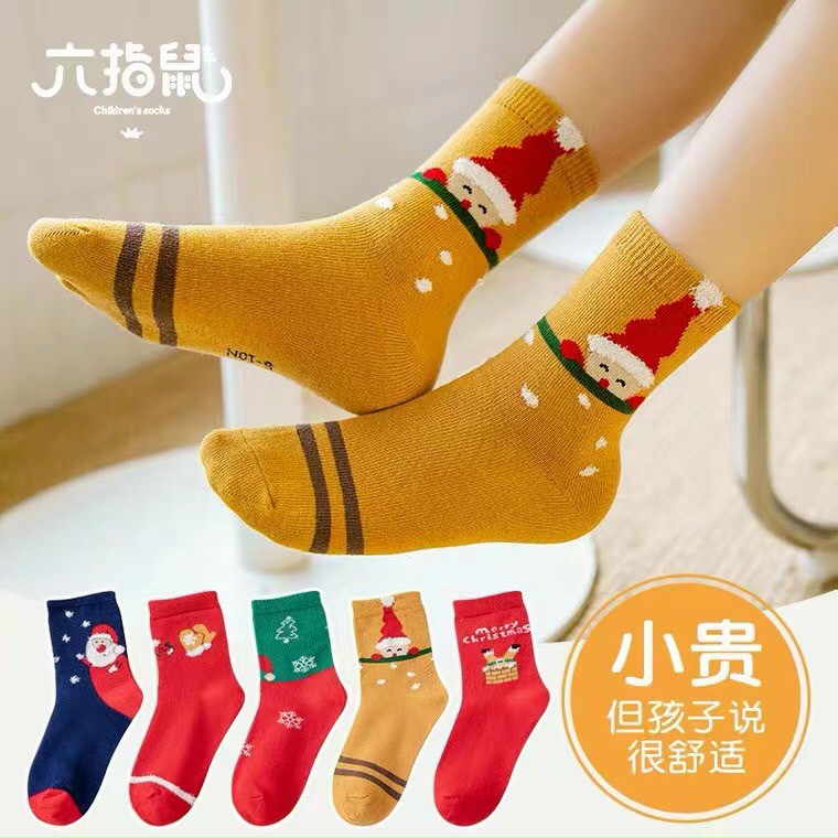 5 đôi tất noel cho bé, tất noel cổ cao đủ size từ 2-10 tuổi