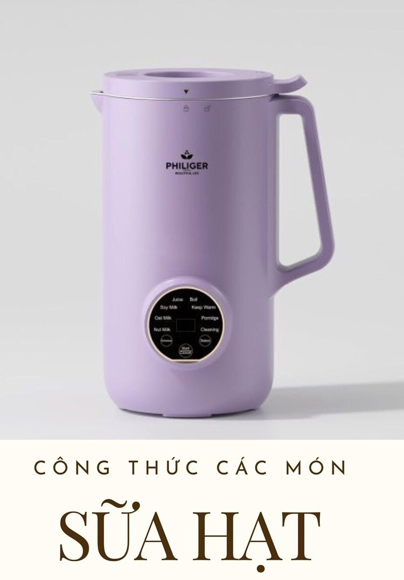 Máy Làm Sữa Hạt Philiger F508, 6 chức năng xay nấu, dung tích 600ml cs 800w, Hàng chính hãng, Bảo hành 12 tháng