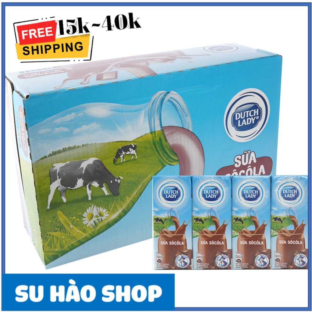 [HCM] 24 Hộp Sữa Tươi Tiệt Trùng Dutch Lady Active Hương Socola Hộp (24x180ml) (Sữa tươi Cô Gái Hà Lan)