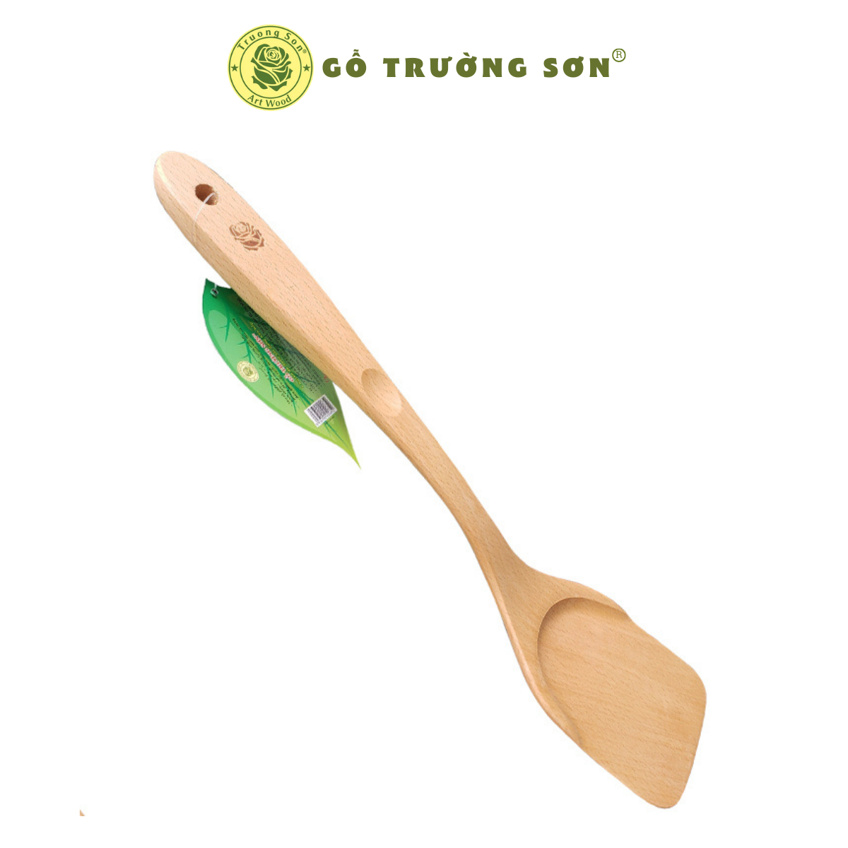Sạn gỗ chiên xào thức ăn - sạn gỗ tl38 cán dài - đồ gỗ nhà bếp thương hiệu trường sơn