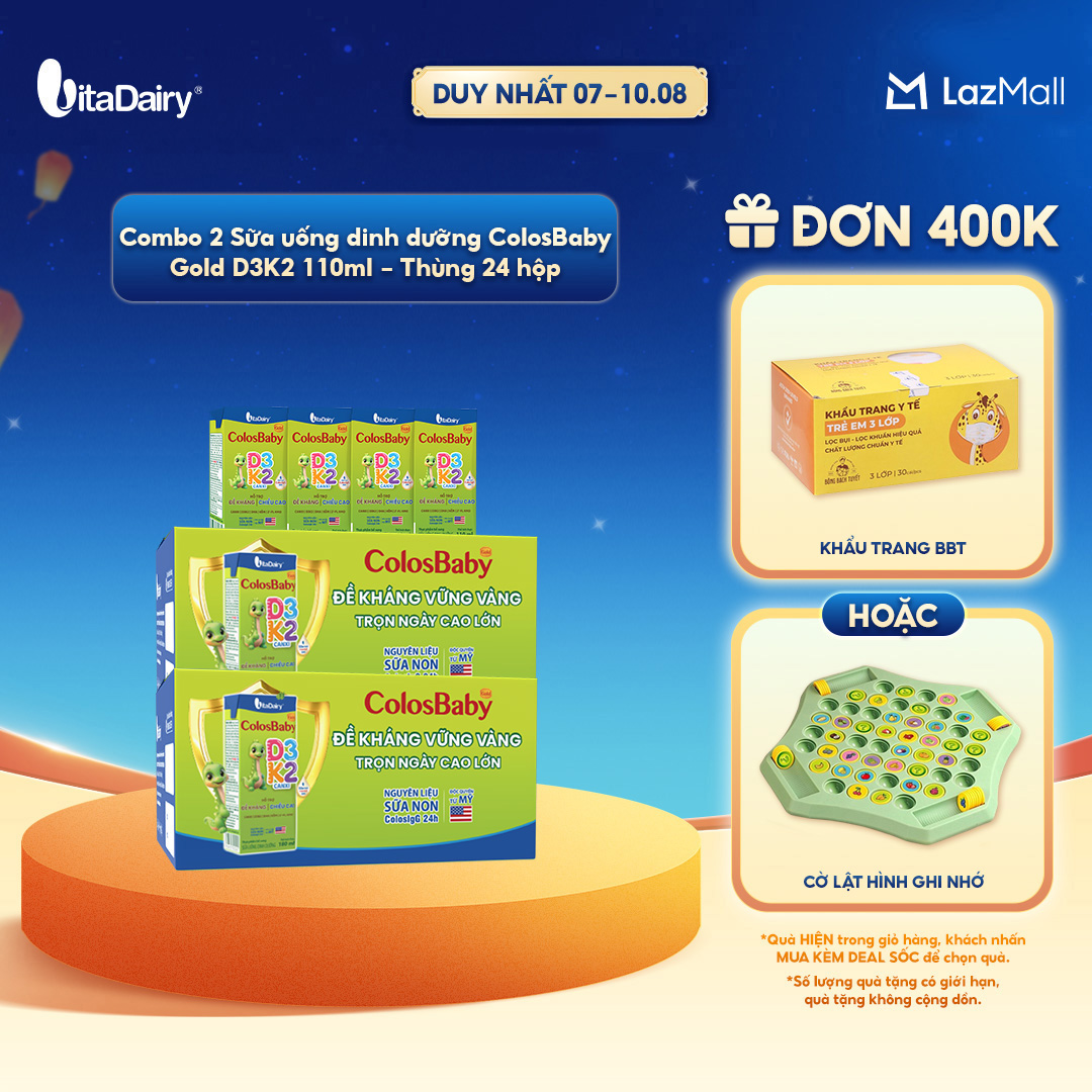 [COMBO 2 THÙNG 24 HỘP] Sữa uống dinh dưỡng ColosBaby Gold D3K2 110ml – Bổ sung canxi, hỗ trợ xương chắc khỏe