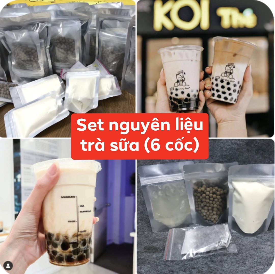 Set nguyên liệu nấu trà sữa trân châu hoàn chình 6 -7 cốc. Tự làm trà sữa ngon chuẩn Đài Loan tại nhà thật dễ dàng, vệ sinh an toàn và siêu rẻ.