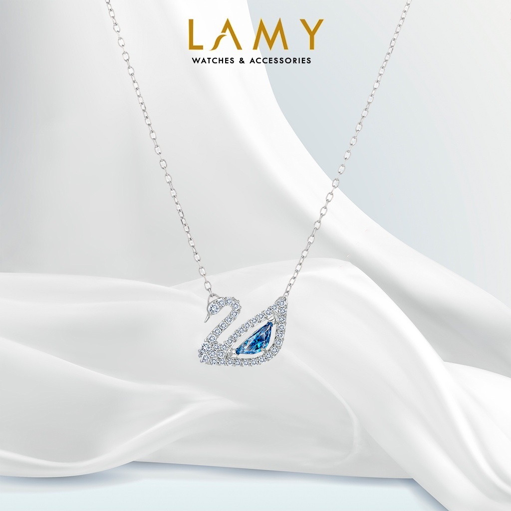 Dây chuyền thiên nga CDE Crystal Swan Necklace Blue CDE6042BE - Dây chuyền bạc nữ