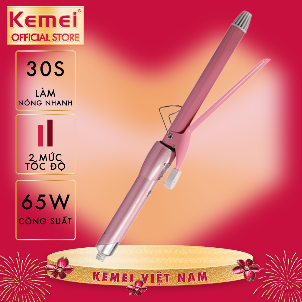 Máy uốn tóc cao cấp Kemei KM-219 điều chỉnh 2 mức nhiệt dùng cho mọi loại tóc tạo kiểu uốn xoăn, uốn cụp, uốn lọn sóng- Chính hãng