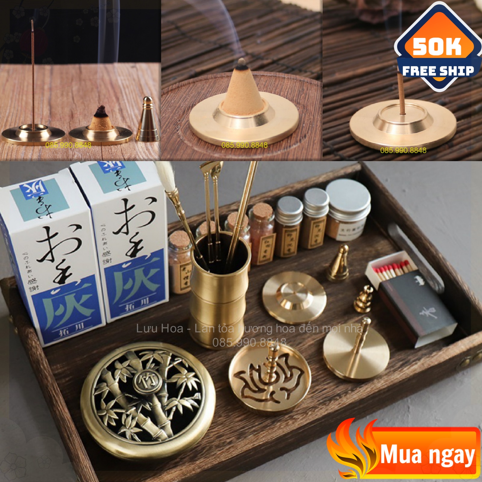 Dụng cụ Tạo Hình trầm nón để đốt bột trầm, bột tài lộc, bột phong thủy chất liệu đồng nguyên chất - Đẹp lãng mạn