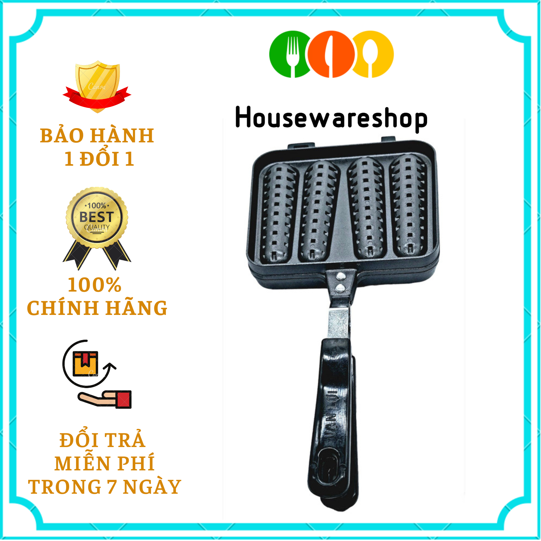 Khuôn nhôm làm bánh kẹp hình trái bắp độc lạ chống dính Dragon