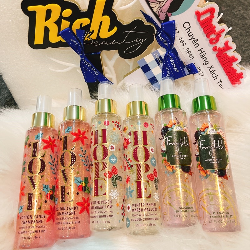 Love hope / fairytale body mist shimmer xịt thơm nhũ toàn thân body mist bath & body works usa