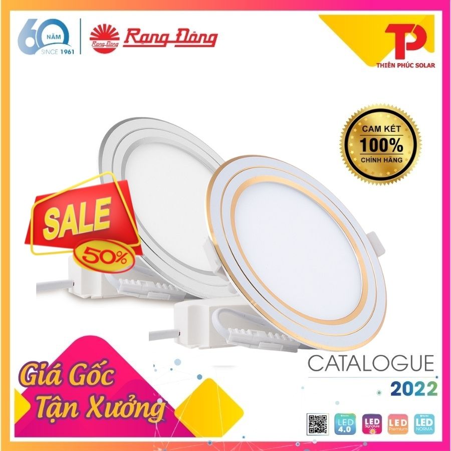 Đèn led panel tròn đổi màu 90/7w rạng đông siêu mỏng kiểu dáng sang trọng, thay thế đèn compact âm trần 11w, tiết kiệm 50% điện, ... model: pt05 90/7w.