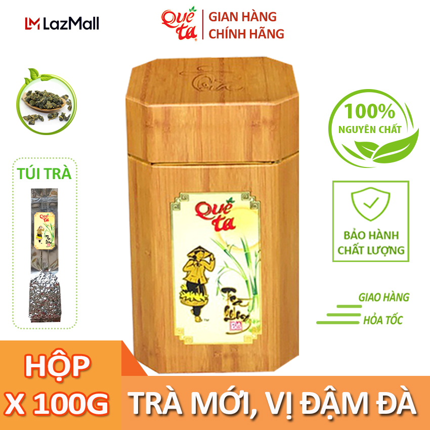 Trà o long cao cấp Quê Ta 100% nguyên chất, trà ô long ngon chính hãng, uống trà oolong giúp thanh nhiệt giải độc, giảm cân an toàn, trà olong thượng hạng là nguyên liệu làm trà sữa ngon, đạt chứng nhận ATVSTP- Hộp giấy vân gỗ 100g