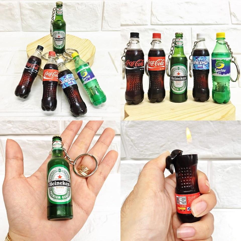 Bật lửa - móc khóa hình chai nước các kiểu -