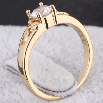 18K Gold Plating Zircon Inlaid Ring 17MM April 2018 - 5 18K Gold Plating Zircon Inlaid Ring 17MM - 5