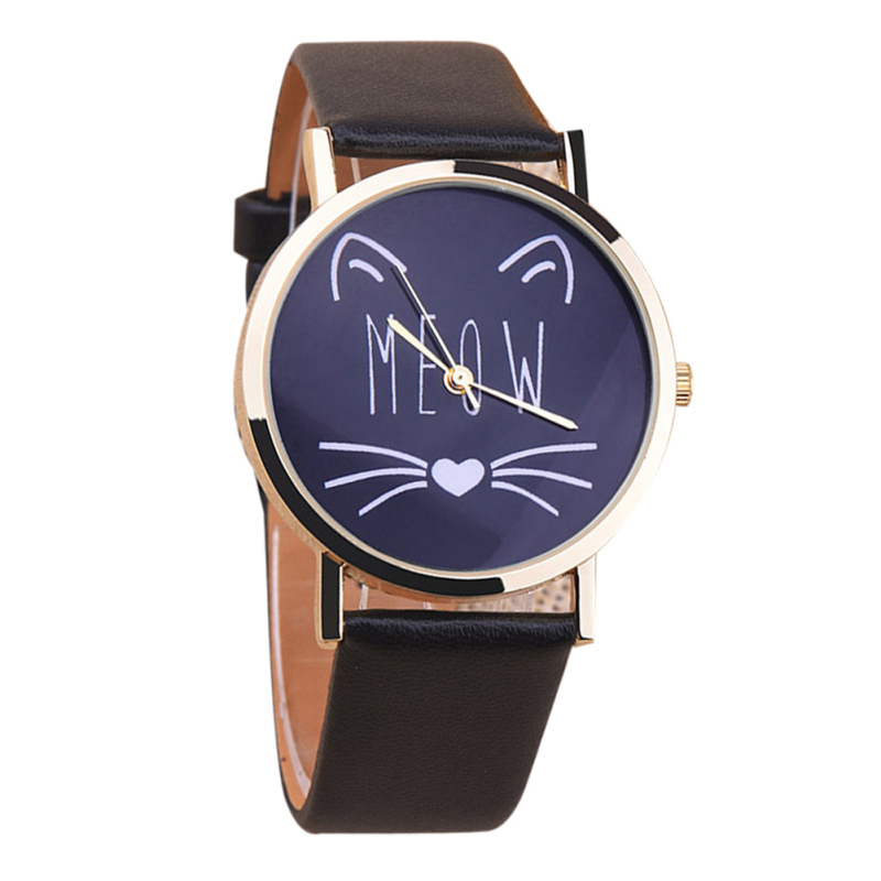 Nơi bán 2016 Student Casual Cat Girl Boy Quartz Cartoon Wristwatch (Black)
- intl